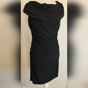 NWT SPENSE Cocktail Party Dress Cowl neck Mid Length Ruched Black Size 10